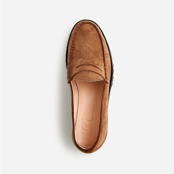 J Crew BLACK Winona lug-sole penny loafers in suede BP306 - Picture 1 of 3